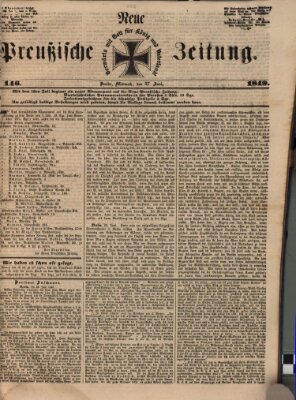 Neue preußische Zeitung Mittwoch 27. Juni 1849