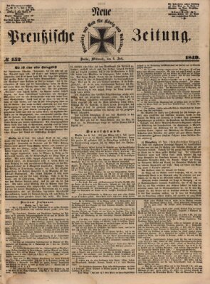 Neue preußische Zeitung Mittwoch 4. Juli 1849