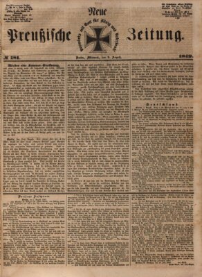 Neue preußische Zeitung Mittwoch 8. August 1849