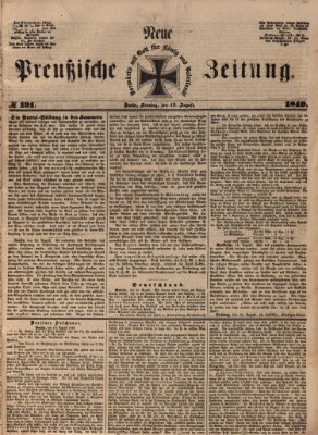 Neue preußische Zeitung Sonntag 19. August 1849