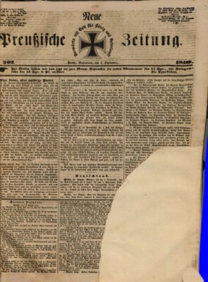 Neue preußische Zeitung Samstag 1. September 1849