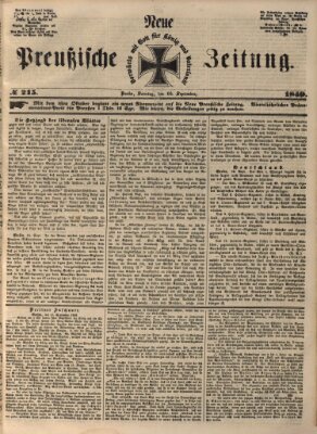 Neue preußische Zeitung Sonntag 16. September 1849