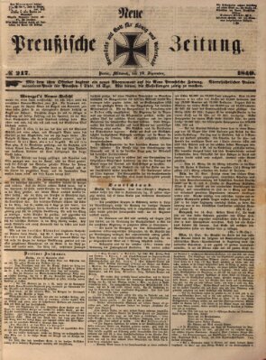 Neue preußische Zeitung Mittwoch 19. September 1849