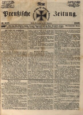 Neue preußische Zeitung Donnerstag 20. September 1849