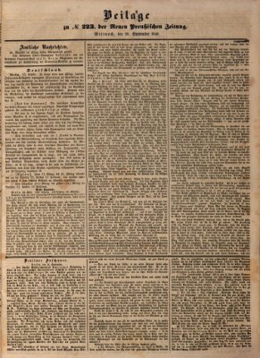 Neue preußische Zeitung Mittwoch 26. September 1849