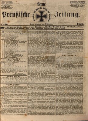 Neue preußische Zeitung Samstag 29. September 1849