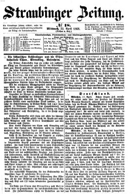 Straubinger Zeitung Mittwoch 22. April 1868