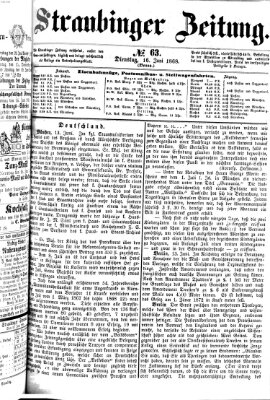 Straubinger Zeitung Dienstag 16. Juni 1868