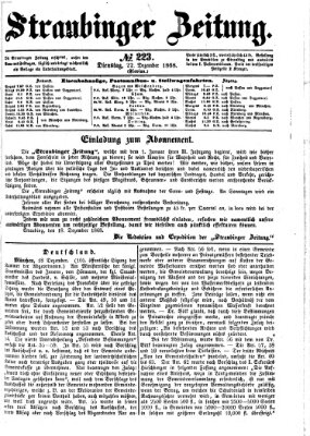 Straubinger Zeitung Dienstag 22. Dezember 1868