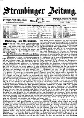 Straubinger Zeitung Mittwoch 31. März 1869