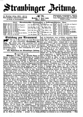 Straubinger Zeitung Freitag 2. April 1869