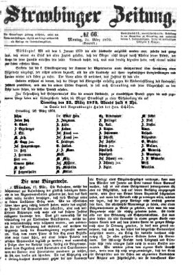 Straubinger Zeitung Montag 21. März 1870