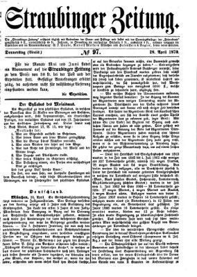 Straubinger Zeitung Donnerstag 28. April 1870