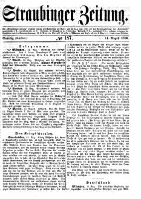 Straubinger Zeitung Sonntag 14. August 1870