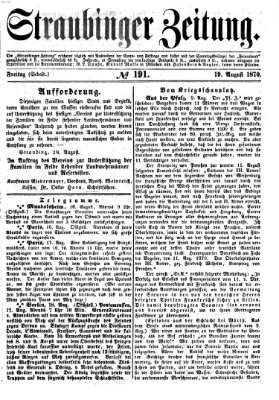 Straubinger Zeitung Freitag 19. August 1870