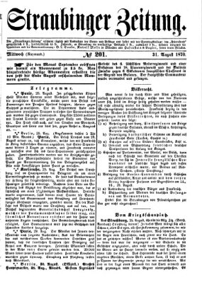 Straubinger Zeitung Mittwoch 31. August 1870