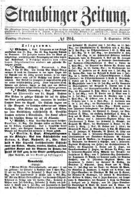 Straubinger Zeitung Samstag 3. September 1870