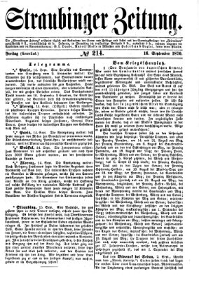 Straubinger Zeitung Freitag 16. September 1870