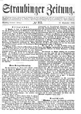 Straubinger Zeitung Samstag 17. September 1870