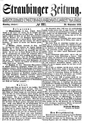 Straubinger Zeitung Samstag 24. September 1870