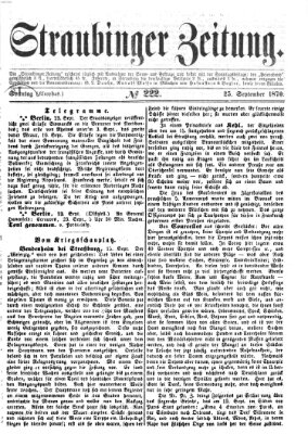 Straubinger Zeitung Sonntag 25. September 1870