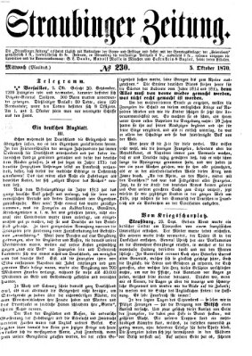 Straubinger Zeitung Mittwoch 5. Oktober 1870