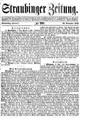 Straubinger Zeitung Donnerstag 10. November 1870