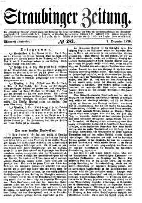 Straubinger Zeitung Mittwoch 7. Dezember 1870