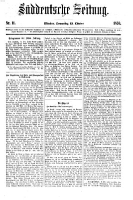 Süddeutsche Zeitung Donnerstag 13. Oktober 1859