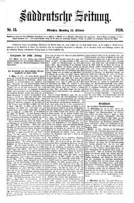 Süddeutsche Zeitung Samstag 15. Oktober 1859