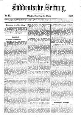 Süddeutsche Zeitung Donnerstag 20. Oktober 1859