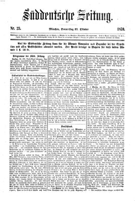 Süddeutsche Zeitung Donnerstag 27. Oktober 1859