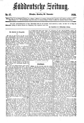 Süddeutsche Zeitung Samstag 26. November 1859