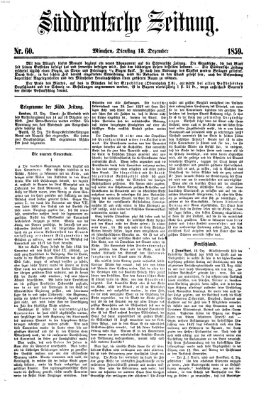 Süddeutsche Zeitung Dienstag 13. Dezember 1859