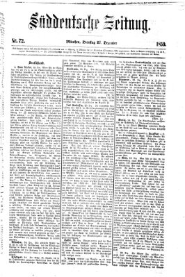 Süddeutsche Zeitung Dienstag 27. Dezember 1859