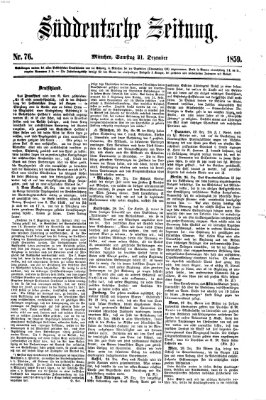 Süddeutsche Zeitung Samstag 31. Dezember 1859