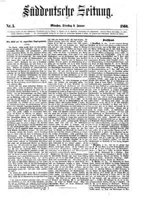 Süddeutsche Zeitung Dienstag 3. Januar 1860