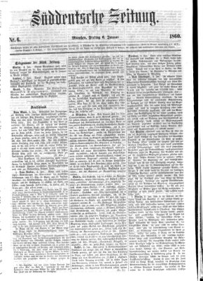 Süddeutsche Zeitung Freitag 6. Januar 1860