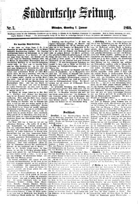 Süddeutsche Zeitung Samstag 7. Januar 1860