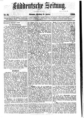 Süddeutsche Zeitung Dienstag 10. Januar 1860