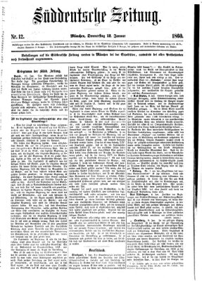 Süddeutsche Zeitung Donnerstag 12. Januar 1860