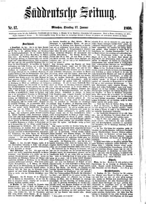 Süddeutsche Zeitung Dienstag 17. Januar 1860