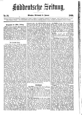 Süddeutsche Zeitung Mittwoch 18. Januar 1860