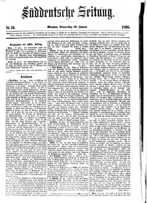 Süddeutsche Zeitung Donnerstag 19. Januar 1860