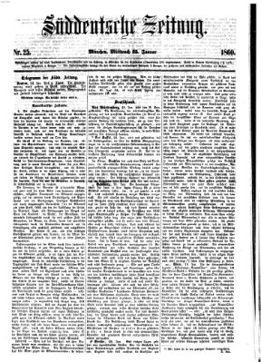 Süddeutsche Zeitung Mittwoch 25. Januar 1860