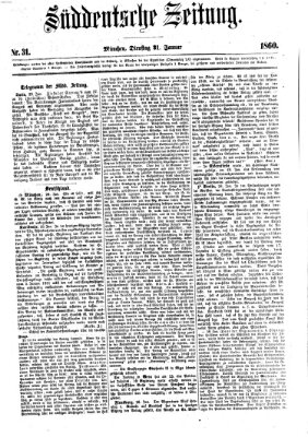 Süddeutsche Zeitung Dienstag 31. Januar 1860