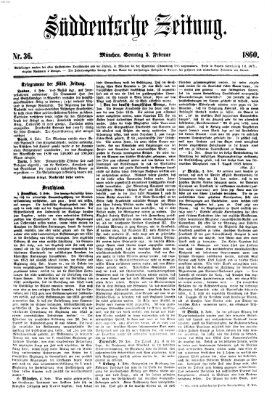 Süddeutsche Zeitung Sonntag 5. Februar 1860