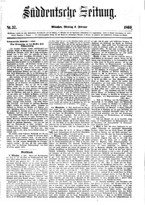 Süddeutsche Zeitung Montag 6. Februar 1860