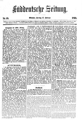 Süddeutsche Zeitung Freitag 17. Februar 1860