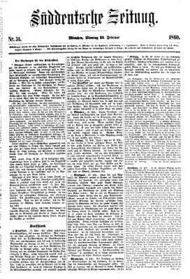 Süddeutsche Zeitung Montag 20. Februar 1860